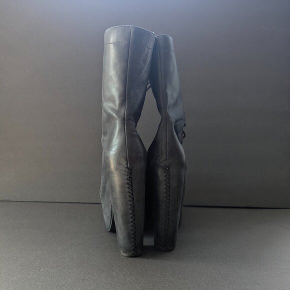 Black leather platform lace-up boots - Jeffrey Campbell size 9 - Picture 4 of 14